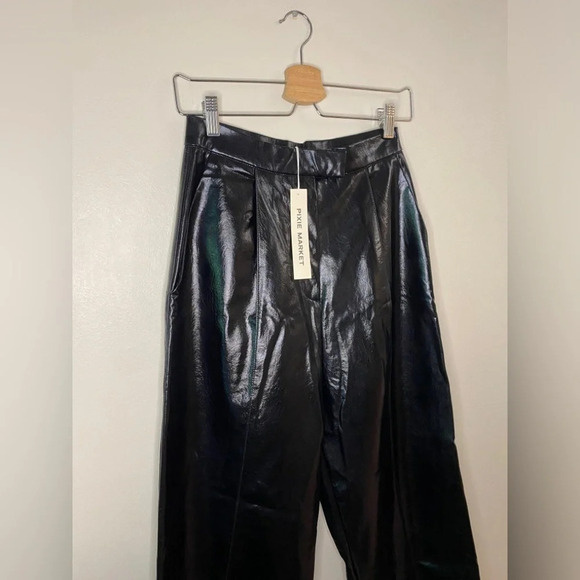 🏷️ NWT Pixie Market Oslo Patent Straight Leg Pants - Picture 7 of 13